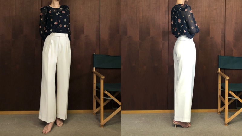 anuanceのツータックワイドパンツのECRUカラーを履いてみました